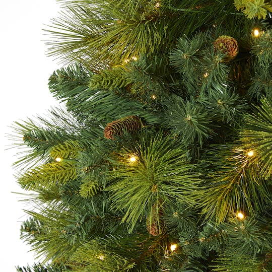 6.5ft. Pre-Lit North Carolina Mixed Pine Artificial Christmas Tree, Warm White LED Lights